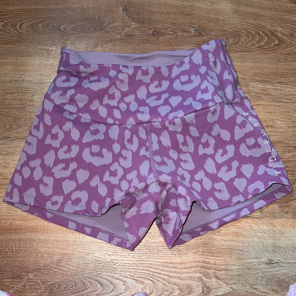 Ryderwear leopard purple shorts. XS